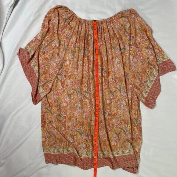 Cynthia Rowley Floral Tunic Mini Dress Flowy Boho 3/4 Sleeves Size M - Picture 5 of 9